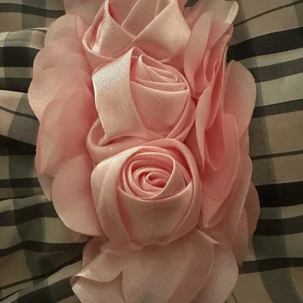 Joe-Ella dress. Black/Pink with pink roses and tie back Size 9-12m
